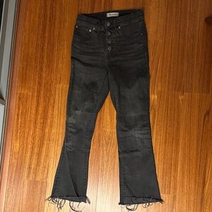 Madewell Black Flare Jeans with Frayed Hem